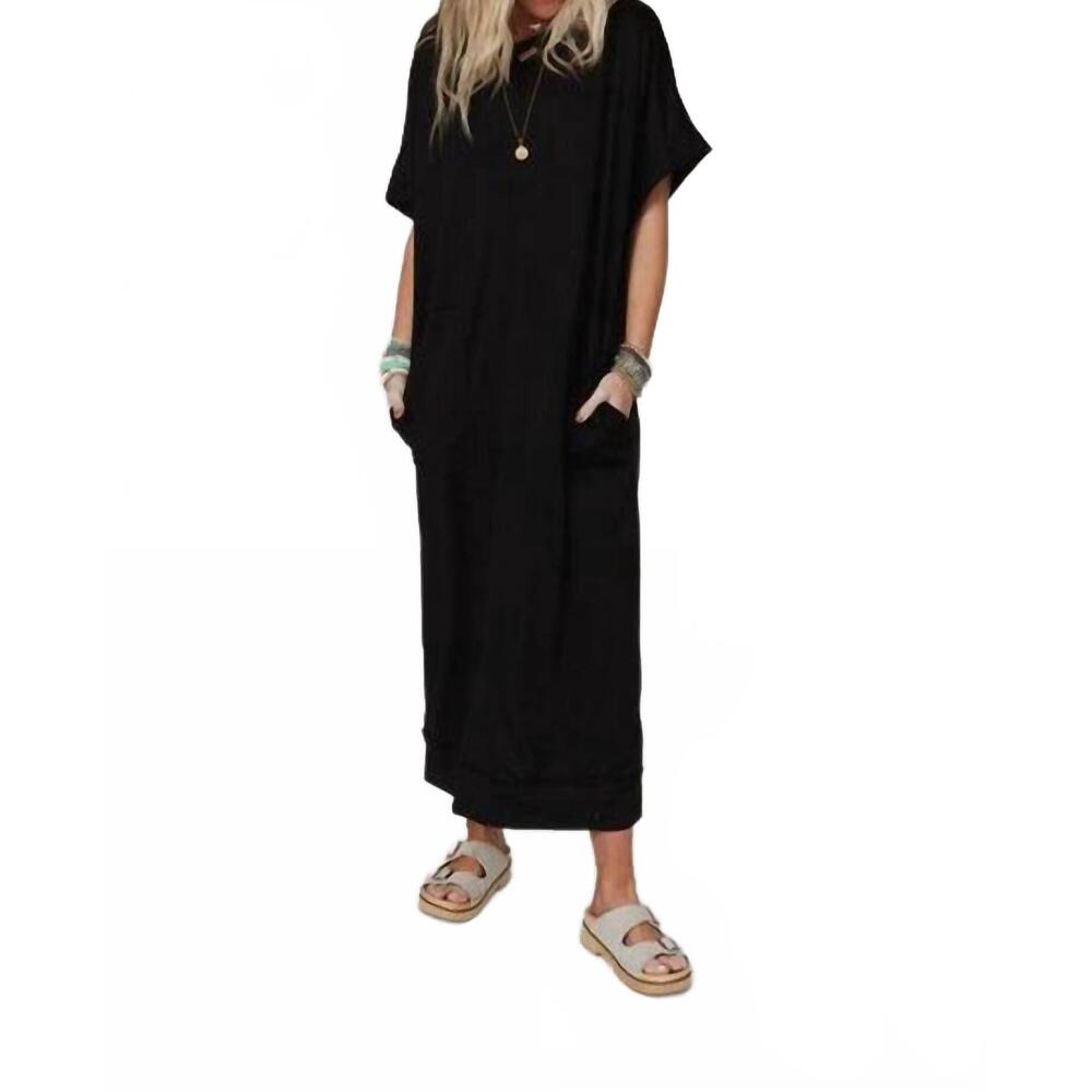 NEW THREE BIRD NEST short sleeve t-shirt maxi dress in black - Picture 3 of 5